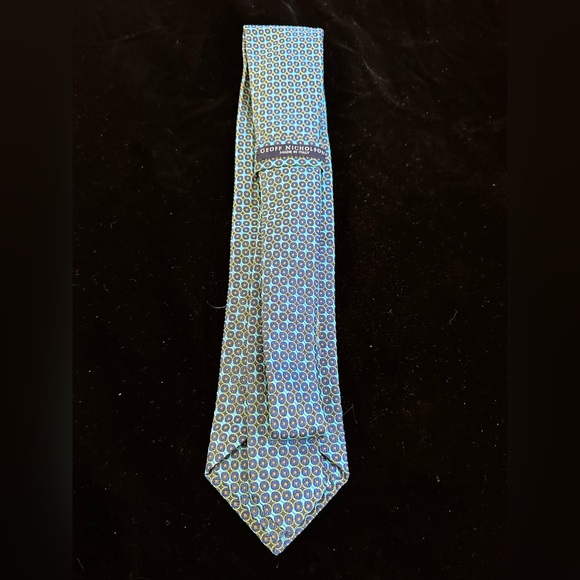 Geoff Nicholson Made in Italy Blue Circle Print Silk Tie
